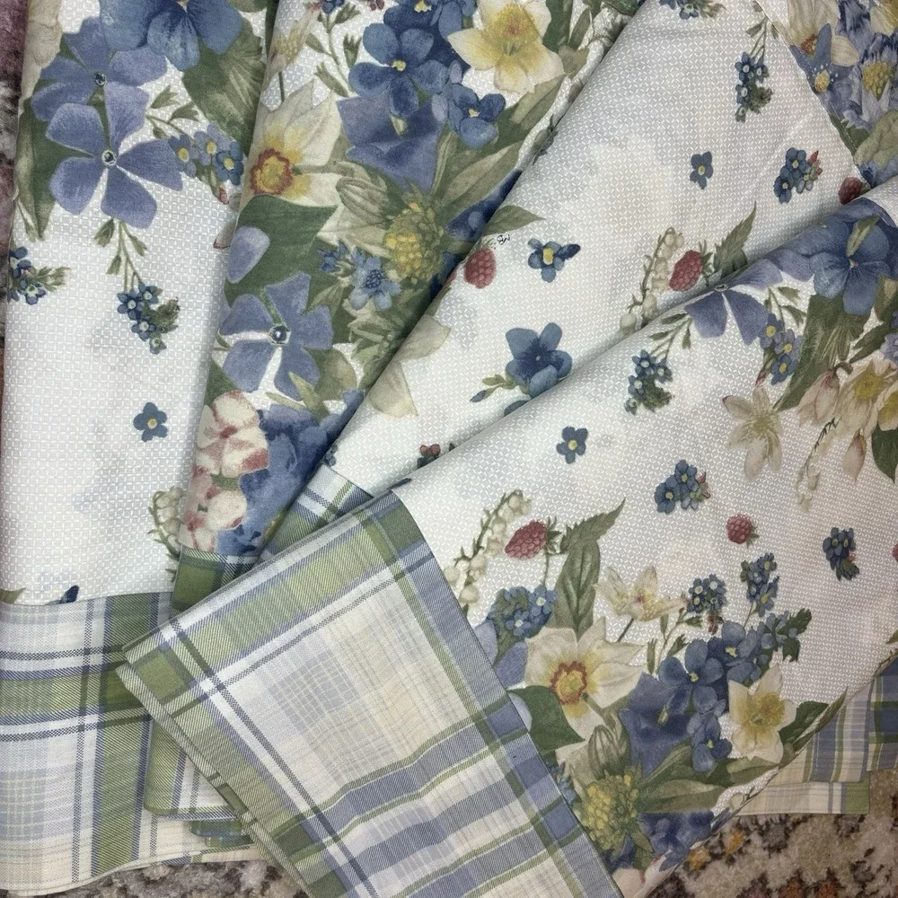 Vintage 90s Marjolein Bastin Floral Curtain Valance (4) Plaid JCPenney Cottage